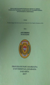 Pengaruh Kompetensi dan Budaya Kerja Terhadap Kinerja Karyawan PT.Kashiwabara Engineering Indonesia