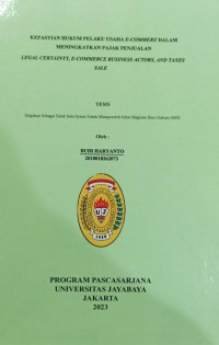 Kepastian Hukum Pelaku Usaha E-Commerce Dalam Meningkatkan Pajak Penjualan