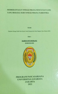 Pemberantasan Tindak Pidana Pencucian Uang Yang Berasal Dari Tindak Pidana Narkotika