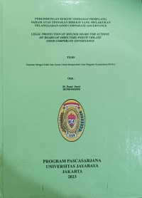 Perlindungan Hukum  Terhadap Pemegang Saham Atas Tindakan Direksi Yang Melakukan Pelanggaran Good Corporate Governance