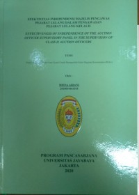 Efektifitas Independensi Majelis Pengawas Pejabat Lelang Kelas II