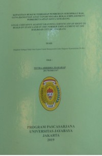 Kepastian Hukum Terhadap Pemberian Sertifikat Hak Guna Bangunan Atas Tanah Negara Bekas Emplasement Perkeretaapian Kota Semarang