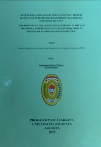 Kedudukan Anak Lelaki Tertua Menurut Hukum Waris Adat Suku Bersemah Palembang Pagaralam Sumatera Selatan