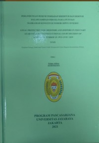 Perlindungan Hukum Terhadap Kreditur Debitur Dalam Jaminan Fidusia Pasca Putusan Mahkamah Konsititusi Nomor 18/Puu-XVII/2019