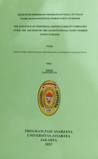Eksistensi Perseroan Perorangan Pasca Putusan mahkamah Konstitusi Nomor 91/PUU-XVIII/2020