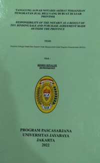 Tanggung Jawab Notaris Akibat Perjanjian Pengikatan Jual Beli Yang Di Buat Di Luar Provinsi