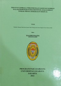 Peranan Lembaga Perlindungan Sanksi Dan Korban Dala, Pemenuhan Hak Restitusi Anak Korban Tindak Pidana Kekerasan Seksual