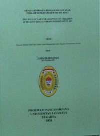 Kepastian Hukum Pengakatan Anak Terkait Dengan Hukum waris Adat