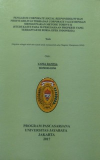 Pengaruh Corporate Sosial Responbility Dan Profitabilitas Terhadap Corporate Value Dengan Menggunakan Metode Tobins Q