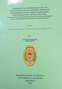 Penerapan Asas Kepribadian Dalam Penyelesaian Masalah Kredit Kepemilikan  Rumah (KPR) Macet Terkait Perjanjian Beli Kembali (Buy Back Guarantee)