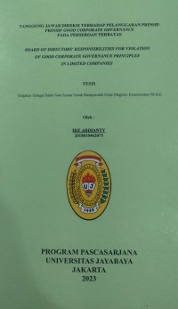 Tanggung Jawab Direksi Terhadap Prinsip Prinsip Goodporate Governance Pada Perseroan Terbatas