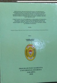Kepastian Hukum Pengesahan Pembubaran Koperasi Melalui Sisten Administrasi Hukum Umum Online Terkait Dengan Kewenangan Kementrian Hukum Dan Hak Asasi Manusia Dan Kementrian Koperasi  Dan Usaha Mikro, Kecil, Dan Menengah
