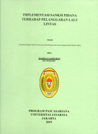 Image of Implementasi Sanksi Pidana Terhadap Pelanggaran Lalu Lintas